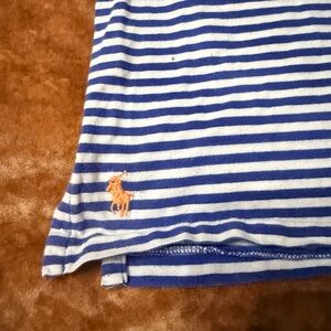 Ralph Lauren Boys Medium  Blue and White Striped Polo Shirt